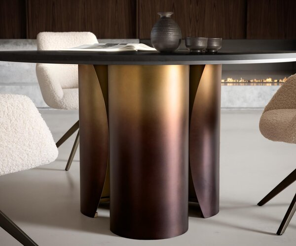 DELIFE Étkezőasztal Adenza kerek 140x140 cm márvány fekete ezüst fém arany Fusion Finish