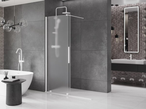 Mexen Velar, zuhany paraván tolóajtóval Walk-in 130 x 200 cm, 8 mm-es matt üveg, fehér matt, 871-130-000-33-20