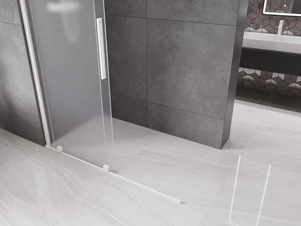 Mexen Velar, zuhany paraván tolóajtóval Walk-in 130 x 200 cm, 8 mm-es matt üveg, fehér matt, 871-130-000-33-20