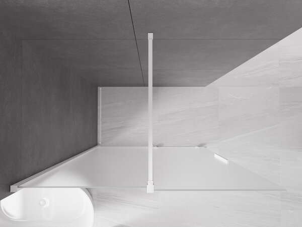 Mexen Velar, zuhany paraván tolóajtóval Walk-in 130 x 200 cm, 8 mm-es matt üveg, fehér matt, 871-130-000-33-20