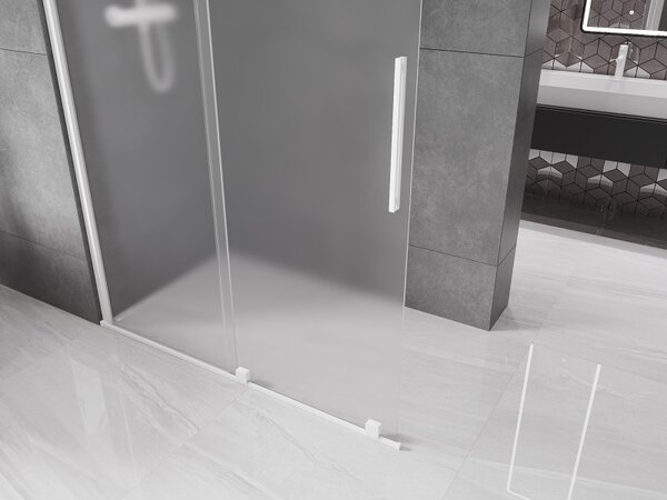 Mexen Velar, zuhany paraván tolóajtóval Walk-in 130 x 200 cm, 8 mm-es matt üveg, fehér matt, 871-130-000-33-20
