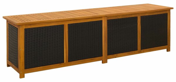 VidaXL Kerti Tároló Doboz 185 L Tömör Akácfa 200 x 50 x 56 cm Fekete