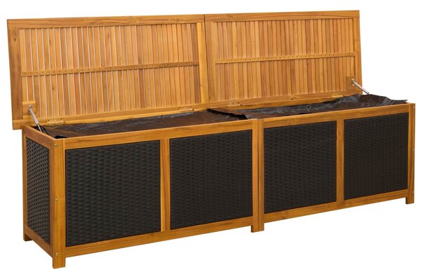 VidaXL Kerti Tároló Doboz 185 L Tömör Akácfa 200 x 50 x 56 cm Fekete