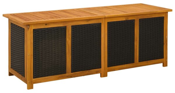 VidaXL Kerti Tároló Doboz 243 L Tömör Akácfa 150 x 50 x 56 cm Fekete