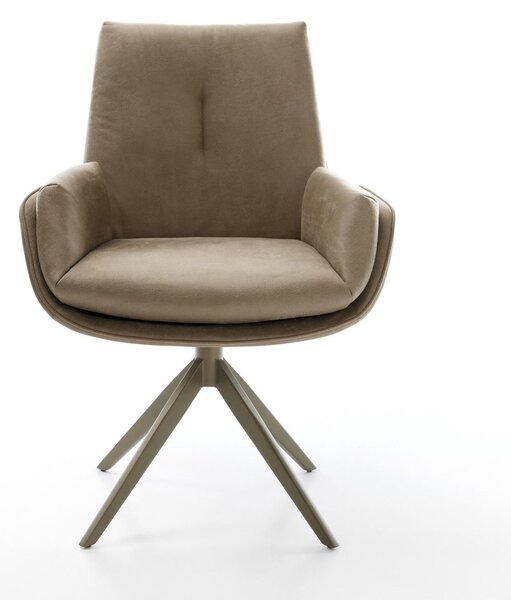 DELIFE Étkezőszék Clea-Flex mikroszálas bézs vintage kereszt láb széles titán színű 360° forgatható billenő funkció