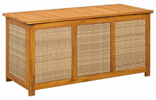 VidaXL Kerti Tároló Doboz 185 L Tömör Akácfa 113 x 50 x 56 cm Bézs