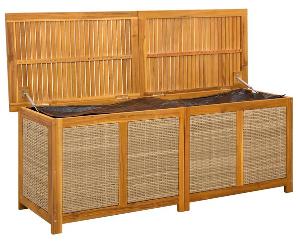 VidaXL Kerti Tároló Doboz 185 L Tömör Akácfa 150 x 50 x 56 cm Bézs
