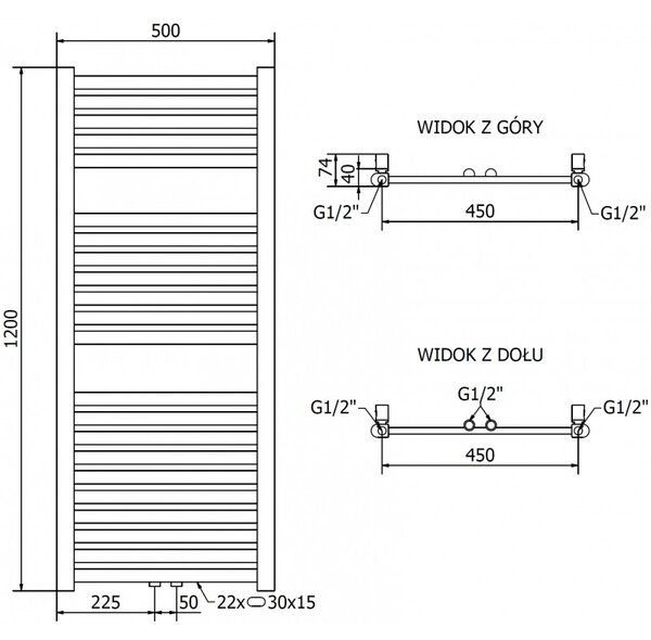 Mexen Hades, futoelem 1200 x 500 mm, 444 W, arany, W104-1200-500-00-50