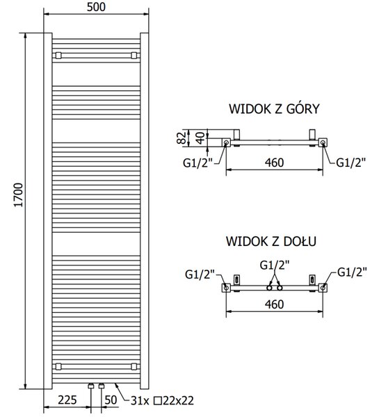 Mexen Pluton fűtőelem 1700 x 500 mm, 844 W, fehér, W106-1700-500-00-20