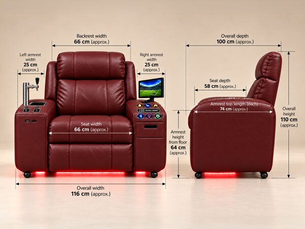 Comfy AF 18 Pro Burgundy - Masszázsfotel okos sörcsappal és Tactial Genius™