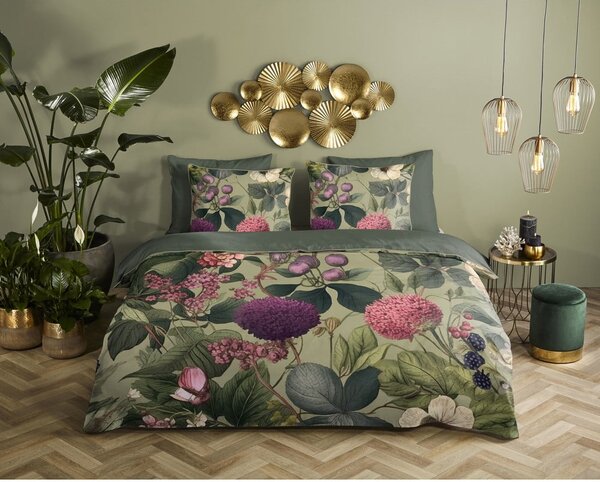 Khaki egyszemélyes-hosszabbított pamut-szatén ágyneműhuzat 140x220 cm Onaz – Descanso