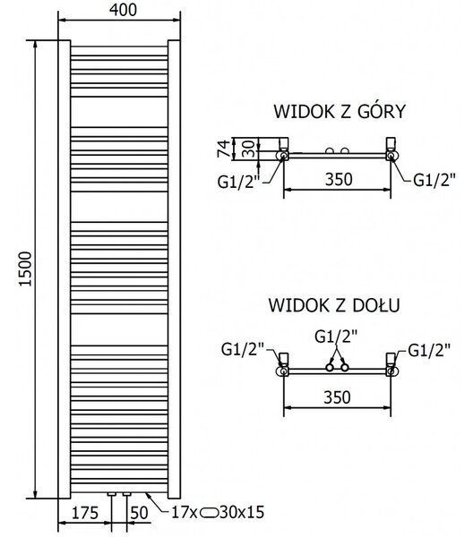 Mexen Hades, fűtőelem 1500x400 mm, 453 W, arany fényes, W104-1500-400-00-50