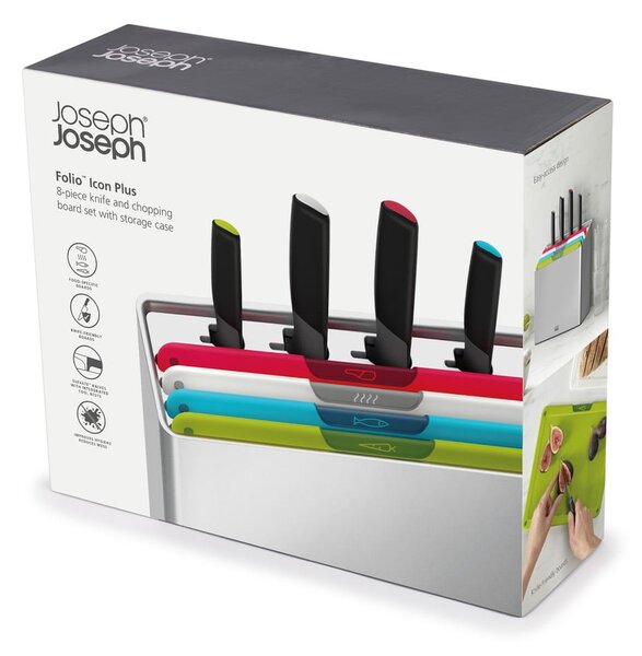 Vágódeszka és kés szett állvánnyal 10x32 cm Folio Icon Plus – Joseph Joseph