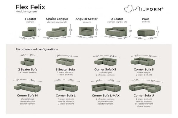 Bézs sarokkanapé (jobb oldali) Flex Felix – Miuform