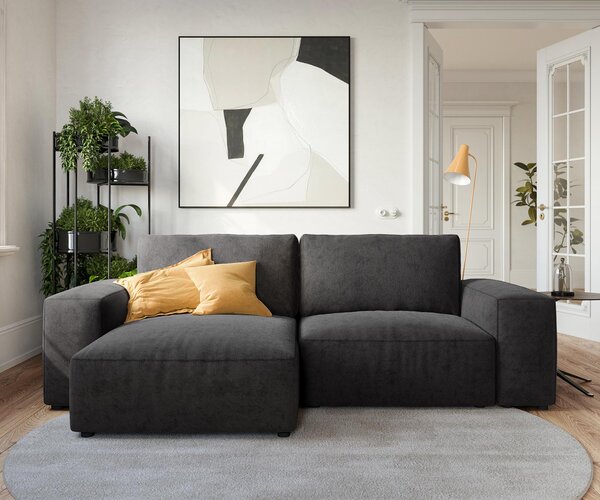DELIFE Sarokkanapé Lanzo 230x155 cm mikroszálas fekete rekamié változtatható
