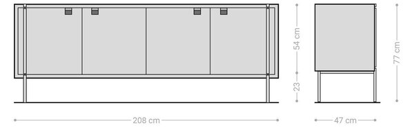 DELIFE Komód Rivoro 210 cm akác természetes 4 ajtós