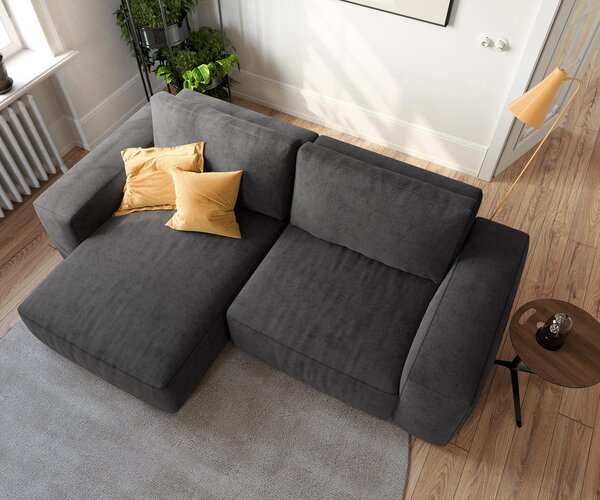 DELIFE Sarokkanapé Lanzo 230x155 cm mikroszálas fekete rekamié változtatható