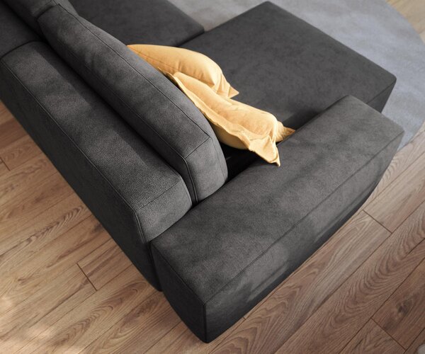 DELIFE Sarokkanapé Lanzo 230x155 cm mikroszálas fekete rekamié változtatható