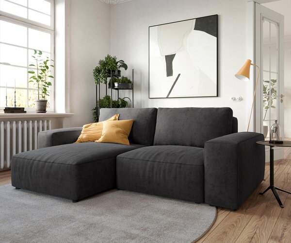 DELIFE Sarokkanapé Lanzo 230x155 cm mikroszálas fekete rekamié változtatható