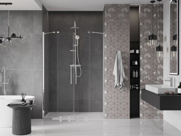 Mexen Velar Duo, nyitható tolóajtó 150x200 cm, 8mm átlátszó üveg, króm profil, 871-150-000-02-01