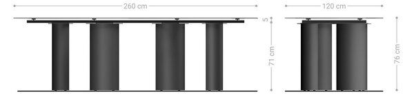 DELIFE Étkezőasztal Edge hajóformájú 260x120 cm kerámia Minas Melange fehér-bézs pilier fém fekete