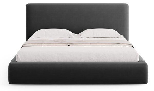 Sötétszürke kárpitozott ágyneműtartós franciaágy ágyráccsal 180x200 cm Colonel – Cosmopolitan Design