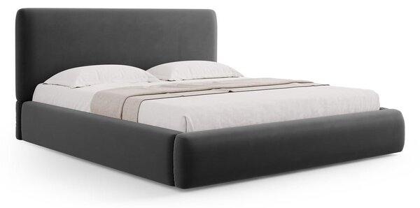 Sötétszürke kárpitozott ágyneműtartós franciaágy ágyráccsal 180x200 cm Colonel – Cosmopolitan Design