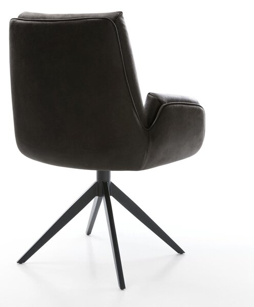 DELIFE Étkezőszék Clea-Flex mikroszálas antracit vintage kereszt láb széles fekete 360° forgatható billenő