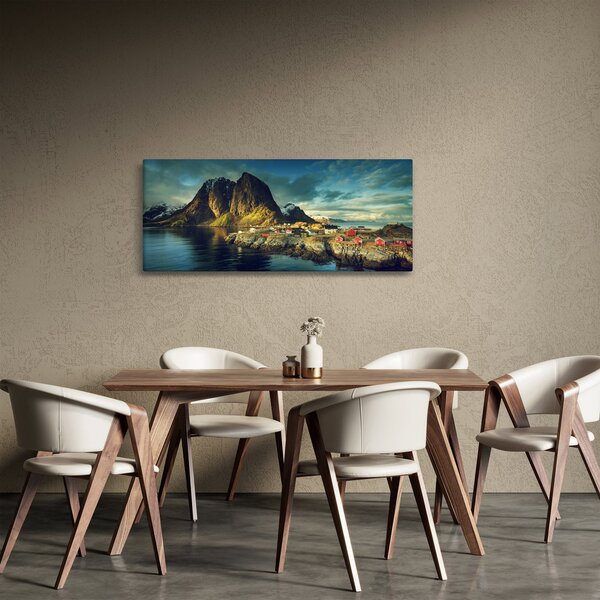 Egy halászati falu képe Norvégiában (120x50 cm)