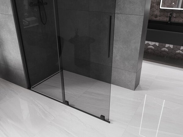Mexen Velar, zuhany paraván tolóajtóval Walk-in 130 x 200 cm, 8mm szürke üveg, fekete matt, 871-130-000-43-70