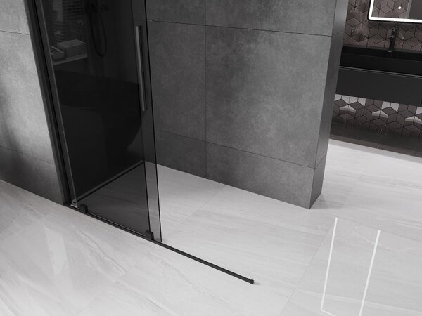 Mexen Velar, zuhany paraván tolóajtóval Walk-in 130 x 200 cm, 8mm szürke üveg, fekete matt, 871-130-000-43-70