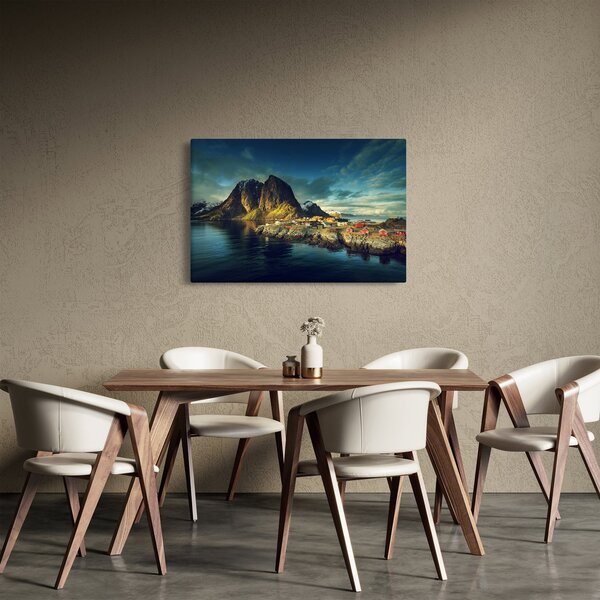 Egy halászati falu képe Norvégiában (90x60 cm)