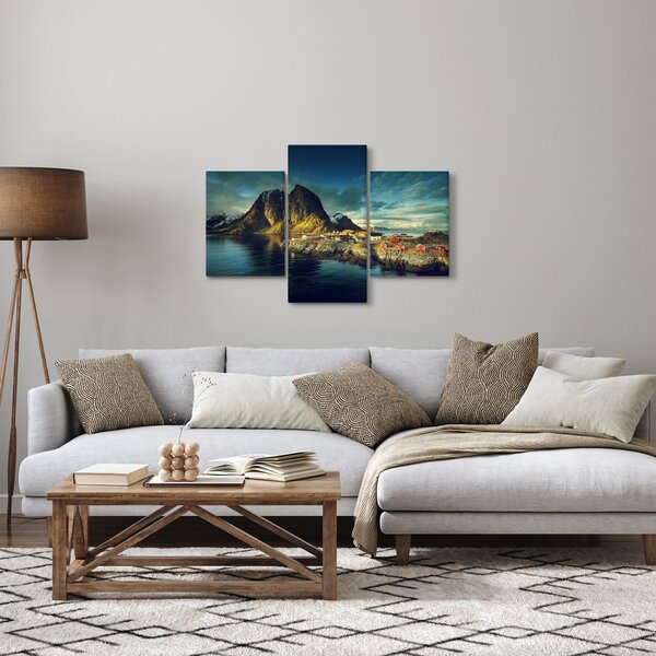 Egy halászati falu képe Norvégiában (90x60 cm)