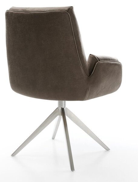 DELIFE Étkezőszék Clea-Flex mikroszálas taupe vintage kereszt láb széles rozsdamentes acél 360° forgatható billenő