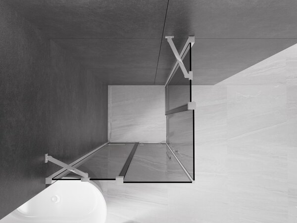 Mexen Velar Duo, zuhanykabin tolóajtóval 80 x 80 cm, 8mm szürke üveg, króm, 871-080-080-42-01