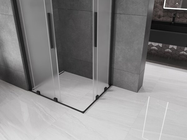 Mexen Velar Duo, zuhanykabin tolóajtóval 90 x 80 cm, 8 mm-es matt üveg, fekete matt, 871-090-080-32-70