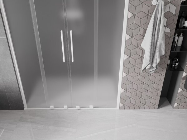 Mexen Velar Duo, tolózuhanyajtó nyitáshoz 140 cm, 8 mm-es matt üveg, fehér matt, 871-140-000-32-20