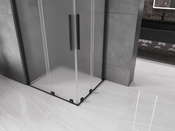 Mexen Velar Duo, zuhanykabin tolóajtóval 90 x 80 cm, 8 mm-es matt üveg, fekete matt, 871-090-080-32-70