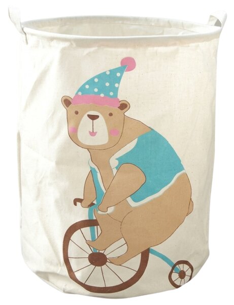 Játék- és ruhakosár mintás CIRCUS BEAR 35x45 cm, krémszínű