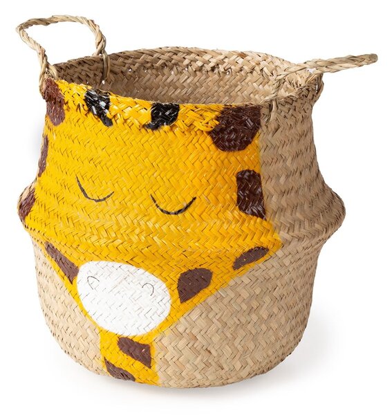 Sárga-natúr színű tengerifű játéktároló kosár ø 30x28 cm Giraffe – Compactor