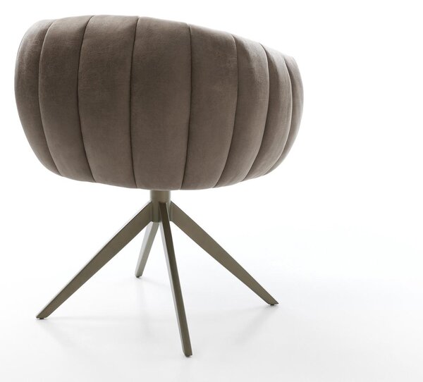 DELIFE Étkezőszék Jada-Flex mikroszálas taupe vintage kereszt láb széles titán színű 360° forgatható billenő zsákrugós matrac