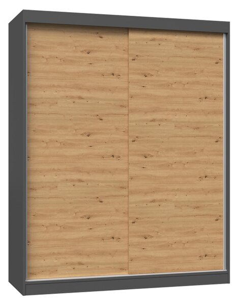 MIX IGA 160 tolóajtós gardróbszekrény, 61x160x200 cm, antracit-tölgy