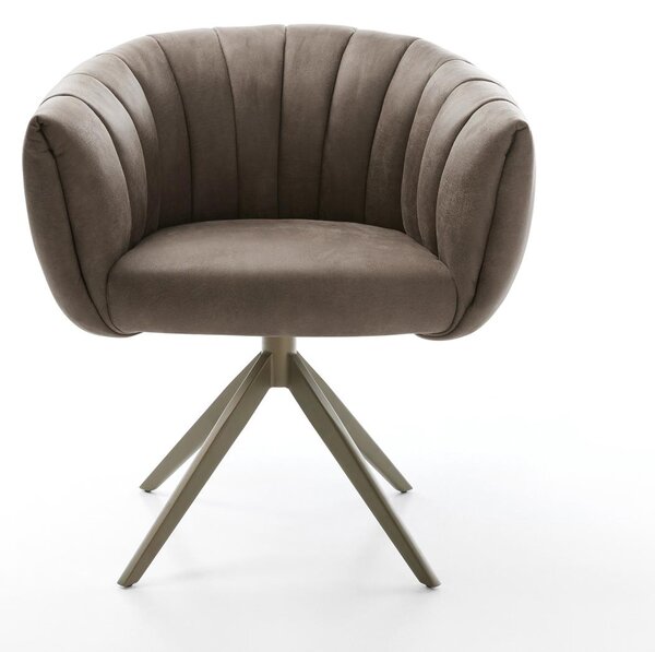 DELIFE Étkezőszék Jada-Flex mikroszálas taupe vintage kereszt láb széles titán színű 360° forgatható billenő zsákrugós matrac