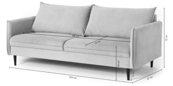 Sötétkék bársony kanapé 203 cm Juli – Ropez