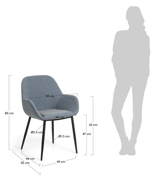 Kék kárpitozott étkezőfotel Konna – Kave Home