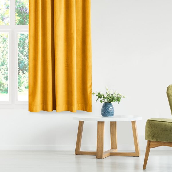 Sárga bársony dimout (részleges sötétítő) függöny 140x245 cm Eyelets – Restilo
