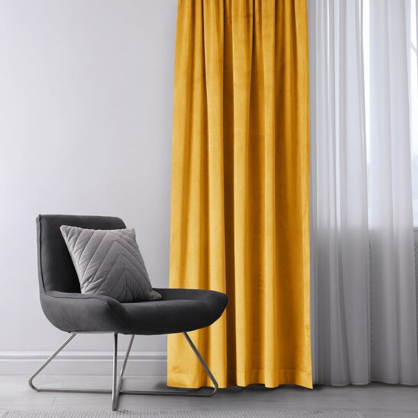 Sárga bársony dimout (részleges sötétítő) függöny 140x245 cm Eyelets – Restilo