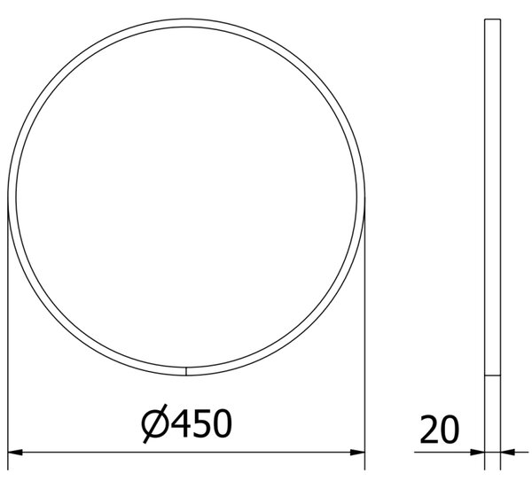 Mexen Loft, kerek fürdőszobai tükör 45 cm, keret színe arany fényes, 9850-045-045-000-50