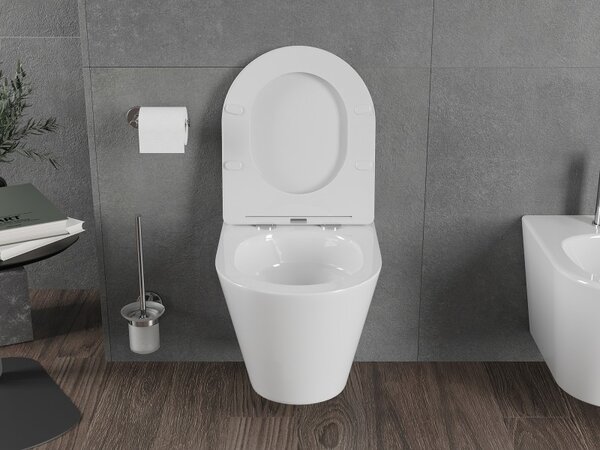 Mexen Rico, fali WC csésze 490x360x370 mm, Perem nélküli Tornado, fényes fehér, 3372XX00T