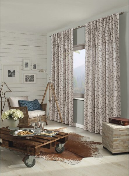 Szürke-bézs lenkeverék függöny 140x245 cm List – Sehlbach
